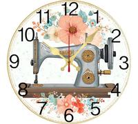 Vdenvileye Farmhouse Sewing Machine Clock, Retro Sewing Room Wall Art, Quilting Studio Decor, Tailor Shop Plaque, Seamstress Gift Idea, Mother's Day Present, Vintage Craft Room Accent 25x25 CM