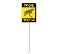 Vdenvileye Frog Crossing The Road Sign with Stake 11.5x15cm Rustproof Aluminum Lawn Decorations Road Safety Sign for Outdoor Road Street Garden Decor