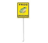 Vdenvileye Frog Crossing Yard Sign with Stake 20x30cm Rustproof Aluminum Lawn Decorations Animal Caution Sign for Outdoor Road Street Garden