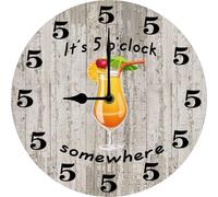 Vdenvileye Funny It's 5 O Clock Somewhere Wall Clock Retried Clocks Gag Gift for Men, Husband, Dad, 25x25 CM Silent Wall Clocks Non Ticking Battery Operated