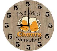 Vdenvileye Funny It's 5 O Clock Somewhere Wall Clock Retried Clocks Gag Gift for Men, Husband, Dad, 25x25 CM Silent Wall Clocks Non Ticking Battery Operated