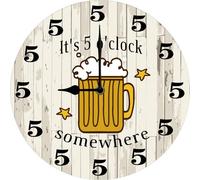 Vdenvileye Funny It's 5 O Clock Somewhere Wall Clock Retried Clocks Gag Gift for Men, Husband, Dad, 25x25 CM Silent Wall Clocks Non Ticking Battery Operated