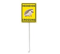 Vdenvileye Hedgehog Crossing Yard Sign with Stake 11.5x15cm Rustproof Aluminum Lawn Decorations Animal Caution Sign for Outdoor Road Street Garden
