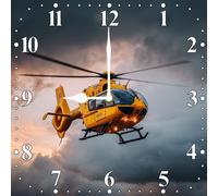 Vdenvileye Helicopter Themed Clock 25cm Wooden Square Modern Minimalist Wall Clock Silent and Non-Ticking Battery Operated for Bathroom Living Room, Kitchen Bedroom Wall Decor (Style 9)