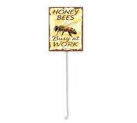 Vdenvileye Honey Bees Busy At Work Yard Sign with Stake 20x30cm Rustproof Aluminum Lawn Decorations Warning Sign for Outdoor Road Street Garden Decor