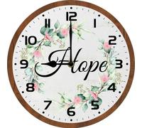 Vdenvileye Hope Wall Clock for Living Room Decor 10 Inch Hanging Round Desk Clocks Silent Non-Ticking Battery Operated Easy to Read Bathroom Kitchen Office