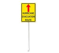 Vdenvileye Hurricane Evacuation Route（Straight Arrow）Yard Sign with Stake 20x30cm Rustproof Aluminum Lawn Decorations Warning Sign for Outdoor Road Street Garden Decor