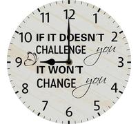 Vdenvileye If It Doesn't Challenge You Then It Doesn't Change You Wall Clock - Motivational Wall Decor for Home Gym Man Cave Fitness Spaces - 25x25 CM Round Silent Non-Ticking Battery Operated