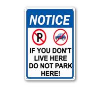Vdenvileye If You Do Not Live Here Don't Park Here Sign 30×40cm Sturdy Aluminum Metal Signs Rust Free Metal Wall Decor for Yard Backyard Porch Patio