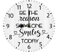Vdenvileye Inspirational Wall Clock - Be The Reason Someone Smiles Today - Positive Wall Decor for Classroom School Home - Inspirational Gift for Women Coworker - 25x25 CM Silent Clock Non Ticking