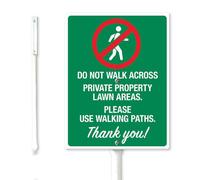 Vdenvileye Keep Off Grass Yard Sign with Stakes Please Use Walking Paths Sign 11.5x15cm Sturdy Aluminum Yard Signs Rust Free Fade Resistant Metal Signs for Garden Decor Outdoor Use Easy to Install