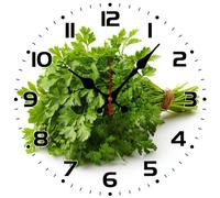 Vdenvileye Kitchen Wall Clock Celery Pattern 30cm Round Wooden Minimalist Style Clock Silent Non-Ticking Battery Operated for Kitchen Dining Room Bathroom Living Room Wall Decorations