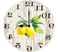 Vdenvileye Lemon Reverse Wall Clock Funny Backwards Clock Counterclockwise Wall Clocks Mirror Clocks Novelty Gift for Man Cave Garage Decor Farmhouse Home Decoration 25 CM Silent Non Ticking