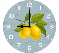 Vdenvileye Lemon Wall Clock Farmhouse Kitchen Clock Lemon Wall Decor for Dinning Room Restaurant Bar Bedroom Battery Operated Silent Clock Movement 25x25 CM Non Ticking Room Decor