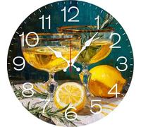 Vdenvileye Lemon Wall Clocks Battery Operated Silent Non-Ticking,Vintage Round Clock Decorative for Home Kitchen Office,4 sets of DIY pointers(10 Inch)