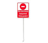 Vdenvileye No Access Beyond This Point Sign with Stake 17.5x22cm Rustproof Aluminum Lawn Decorations Warning Sign for Outdoor Road Street Garden Decor