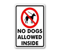 Vdenvileye No Dogs Allowed Inside Sign 14×20cm Sturdy Aluminum Metal Signs Rust Free Metal Wall Decor for Yard Backyard Patio Porch