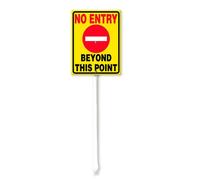 Vdenvileye No Entry Beyond This Poin Sign with Stake 11.5x15cm Rustproof Aluminum Lawn Decorations Warning Sign for Outdoor Road Street Garden Decor