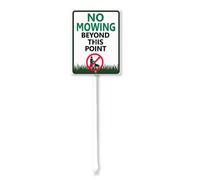 Vdenvileye No Mowing Beyond This Point Yard Sign with Stake 20x30cm Rustproof Aluminum Lawn Decorations Sign for Outdoor Road Street Garden Decor