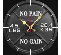Vdenvileye No Pain No Gain Inspirational Square Wall Clock for Gym Decor Funny Gift for Fitness enthusiasts 30x30 CM Small Battery Operated Silent Non-Ticking Home Decoration