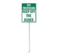 Vdenvileye No Trespassing Keep Off the Dunes Sign with Stake 11.5x15cm Rustproof Aluminum Lawn Decorations Warning Sign for Outdoor Road Street Garden Decor