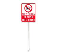Vdenvileye No Vehicles Beyond This Point Sign with Stake 17.5x22cm Rustproof Aluminum Lawn Decorations Warning Sign for Outdoor Road Street Garden Decor