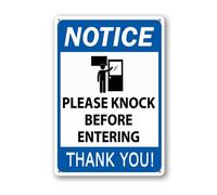 Vdenvileye Notice Please Knock Before Entering Sign 14×20cm Sturdy Aluminum Metal Signs Rust Free Metal Wall Decor for Yard Backyard Porch Patio