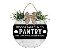 Vdenvileye Pantry Door Sign Home Decor Round Wood Wreaths Wall Hanging Sign Farmhouse Porch Signs Front Door Decoration for Housewarming Gift All Seasons Holiday,12In