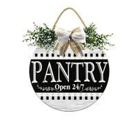 Vdenvileye Pantry Door Sign Home Decor Round Wood Wreaths Wall Hanging Sign Farmhouse Porch Signs Front Door Decoration for Housewarming Gift All Seasons Holiday,11In