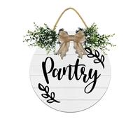 Vdenvileye Pantry Door Sign Home Decor Round Wood Wreaths Wall Hanging Sign Farmhouse Porch Signs Front Door Decoration for Housewarming Gift All Seasons Holiday,12In