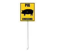 Vdenvileye Pig Crossing Street Sign 17.5x22cm with 12.8inch Stake Metal Road Sign Corrosion Resistant Durable for Outdoor Farm