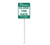 Vdenvileye Please Close The Gate Yard Sign with Stake 17.5x22cm Rustproof Aluminum Lawn Decorations Sign for Outdoor Road Street Garden Decor