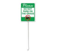Vdenvileye Please Do Not Park On The Grass Yard Sign with Stake 20x30cm Rustproof Aluminum Lawn Decorations No Parking Sign for Outdoor Road Street Garden