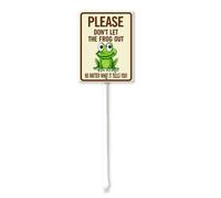 Vdenvileye Please Don't Let The Frog Out No Matter What It Tells You! Yard Sign with Stake 17.5x22cm Rustproof Aluminum Lawn Decorations Sign for Outdoor Road Street Garden Decor
