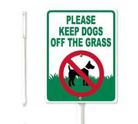 Vdenvileye Please Keep Dogs Off The Grass Yard Sign with Stakes 20x30cm Heavy Duty Aluminum Yard Signs Weather Resistant Metal Decor for Lawn Backyard Easy to Install