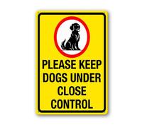 Vdenvileye Please Keep Dogs Under Close Control Sign 20×30cm Sturdy Aluminum Metal Signs Rust Free Metal Wall Decor for Yard Backyard Patio Porch
