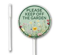 Vdenvileye Please Keep Off The Garden Yard Sign with Stakes 23cm Sturdy Aluminum Lawn Signs Fade Rust Free Round Garden Decoration Wildflowers Signs for Outdoor Use Easy Install
