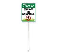 Vdenvileye Please Keep Off The Landscaping Yard Sign with Stake 11.5x15cm Rustproof Aluminum Lawn Decorations Sign for Outdoor Road Street Garden Decor