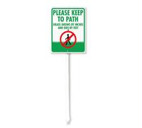 Vdenvileye Please Keep To Path Yard Sign with Stake 17.5x22cm Rustproof Aluminum Lawn Decorations The Way Sign for Outdoor Road Street Garden