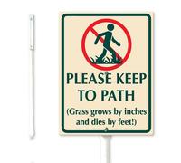 Vdenvileye Please Keep to Path Yard Sign with Stakes 20x30cm Sturdy Aluminum Lawn Signs Fade Rust Free Garden Decoration Stay Off Of The Grass Signs for Outdoor Use Easy Install