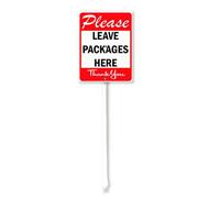 Vdenvileye Please Leave Packages Here Thank You Yard Sign with Stake 11.5x15cm Rustproof Aluminum Lawn Decorations Warning Sign for Outdoor Road Street Garden Decor
