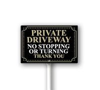 Vdenvileye Private Driveway No Stopping Or Turning Yard Sign 12" x 8" With 12.8" Long Metal Stakes No Parking Lawn with Stand Keep Off Aluminum Outdoor Use Home Business