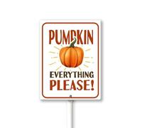 Vdenvileye Pumpkin Everything Please Yard Sign With Metal Stake Fall Decor Aluminum Lawn Sign Stand For Home Harvest Thanksgiving Holiday Outdoor Autumn Decorations 11.5x5cm