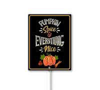 Vdenvileye Pumpkin Spice & Everything Nice Yard Sign With Metal Stake Fall Decor Aluminum Lawn Sign Stand For Home Harvest Thanksgiving Holiday Outdoor Autumn Decorations 17.5x22cm