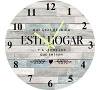 Vdenvileye Que Dios Bendiga Este Hogar Vintage Spanish Wall Clock Christian Blessing Spanish God Bless This Home Wall Decor House Warming Gifts 25x25 CM Battery Operated Silent Non-Ticking