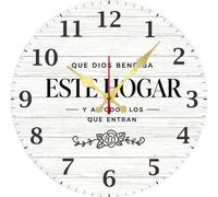 Vdenvileye Que Dios Bendiga Este Hogar Vintage Spanish Wall Clock Christian Blessing Spanish God Bless This Home Wall Decor House Warming Gifts 30x30 CM Battery Operated Silent Non-Ticking