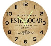 Vdenvileye Que Dios Bendiga Este Hogar Vintage Spanish Wall Clock Christian Blessing Spanish God Bless This Home Wall Decor House Warming Gifts 30x30 CM Battery Operated Silent Non-Ticking