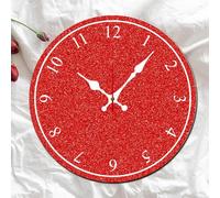Vdenvileye Red Wall Clock 30cm Wooden Round Modern Simple Clock Silent Non-tick Battery Powered for Bathroom Living Room Kitchen Bedroom Wall Decoration (Style 14)
