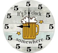 Vdenvileye Retirement Gift IT'S 5 O'CLOCK Somewhere Silent Wall Clock Funny Man Gift Bar Man Cave Garage Living Room Decor 25x25 CM Non Ticking Battery Operated