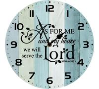 Vdenvileye Retro Wall Clock Bible Verse As for Me and My House We Will Serve The Lord Wooden Clocks 25cm Religious Scripture Art Non-Ticking Battery Operated Inspirational Quote Decor